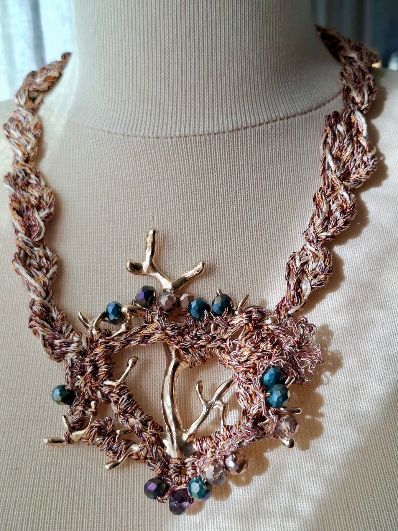 Golden Reef – Handmade Statement Necklace in Missoni 100% Silk