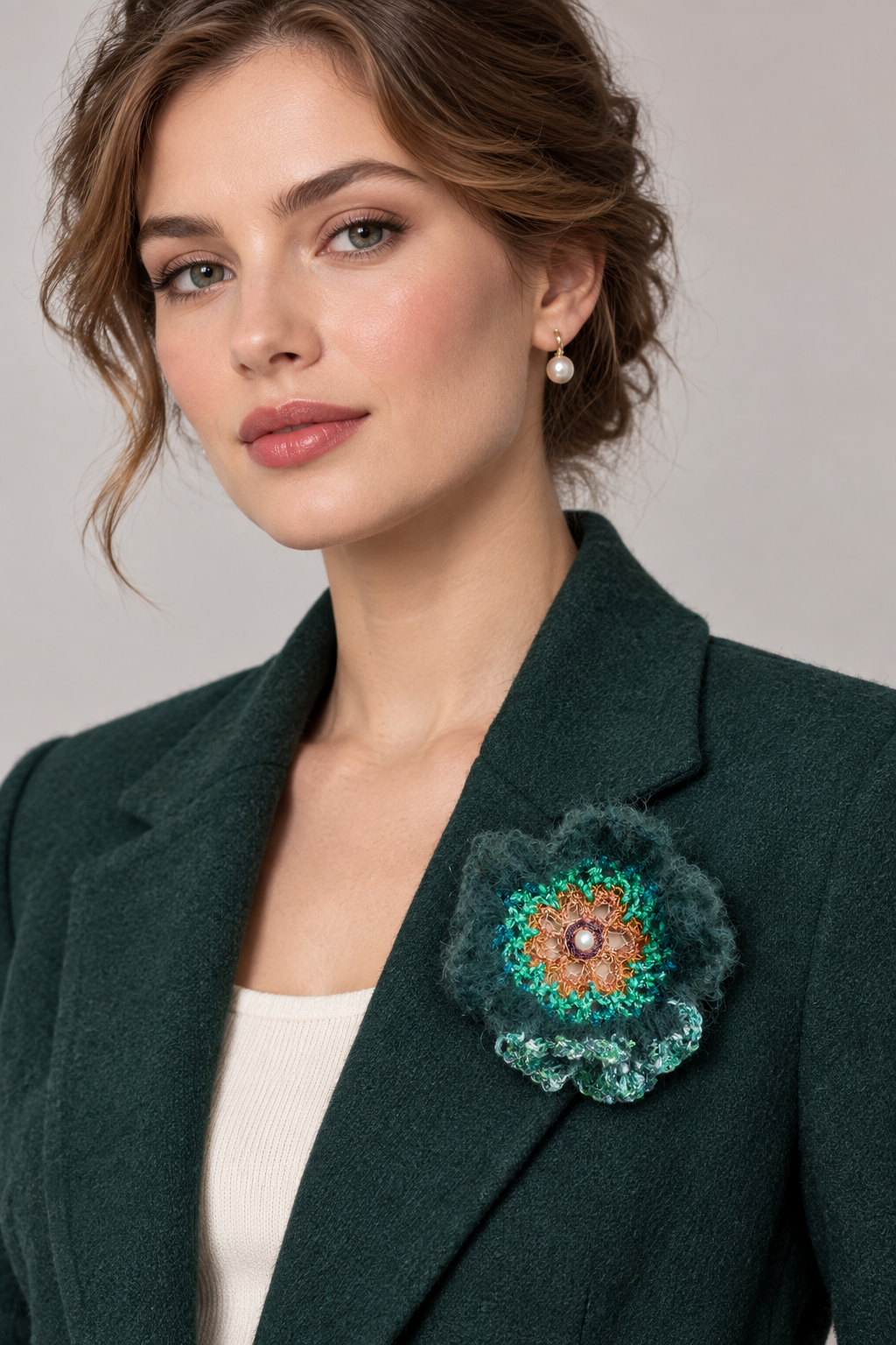 Emerald Mohair Brooch
