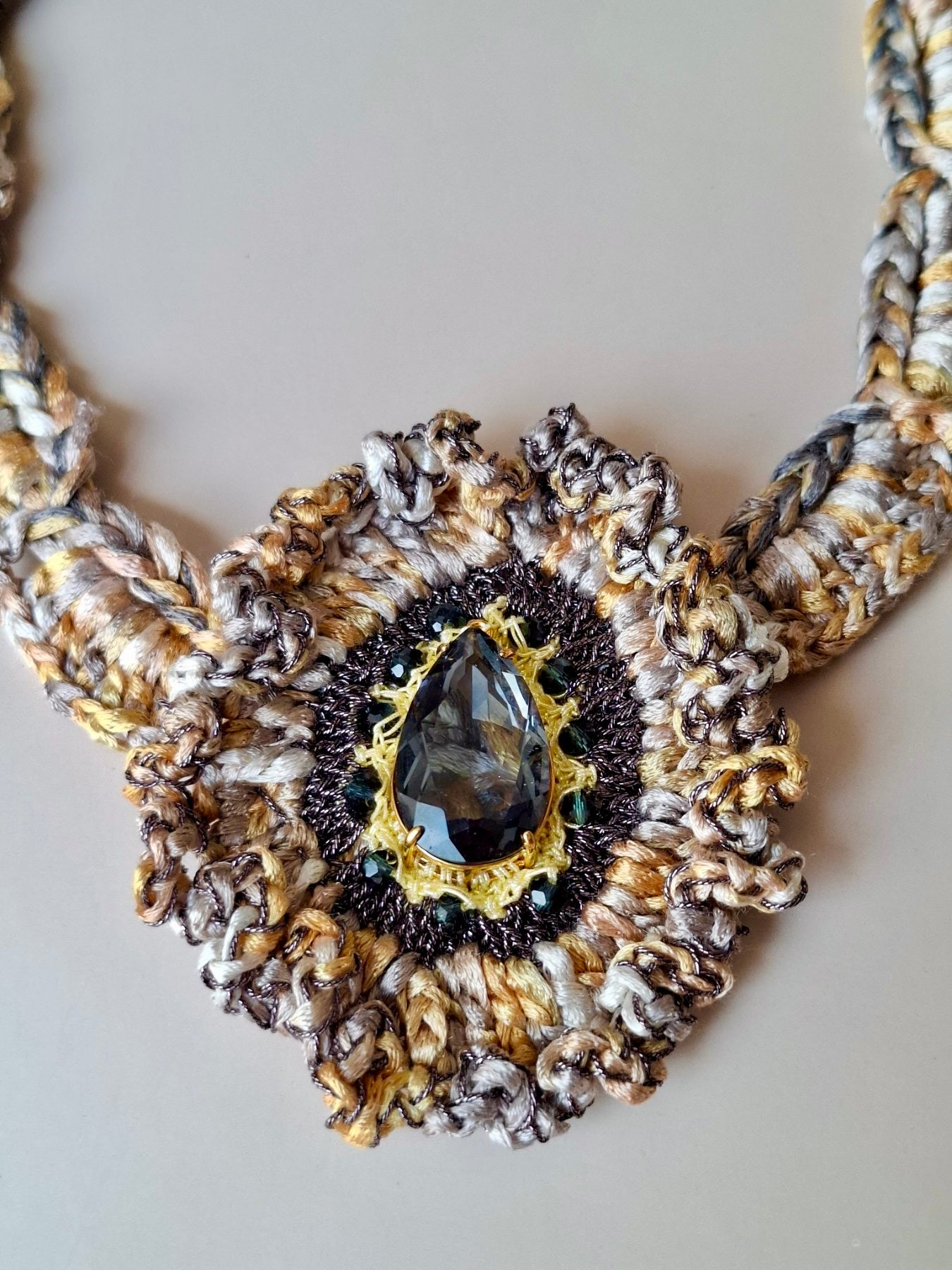 Golden Earth Crochet Necklace