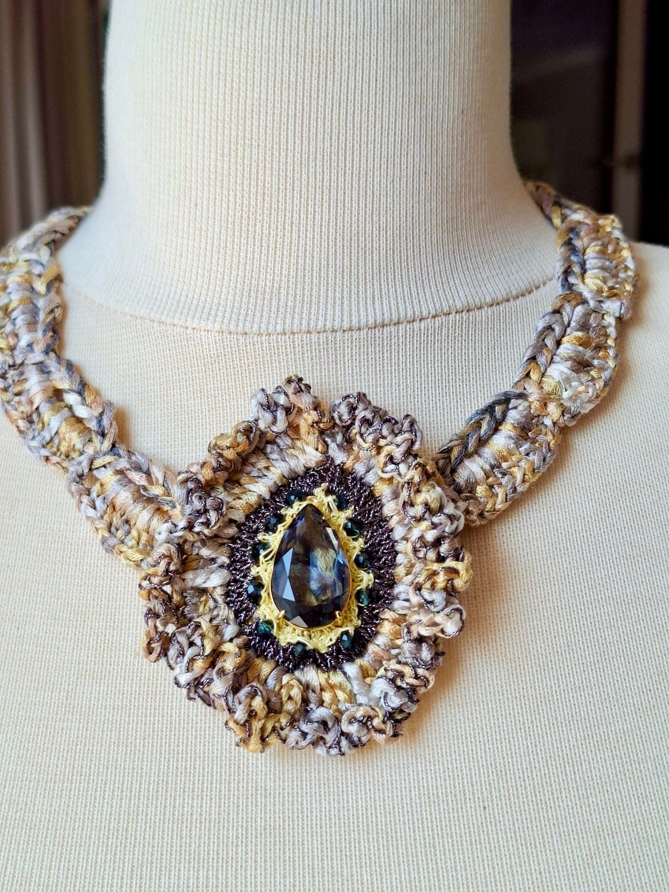 Golden Earth Crochet Necklace
