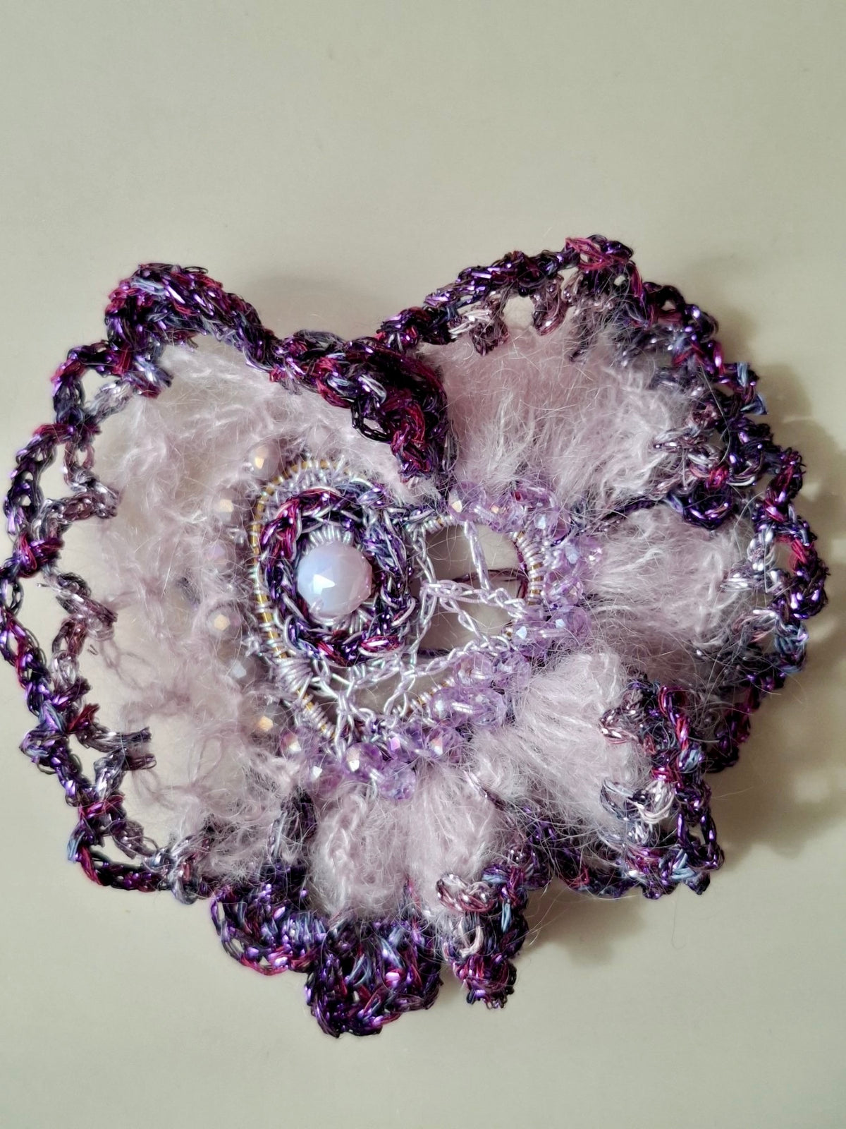 Mohair Brooch with Heart