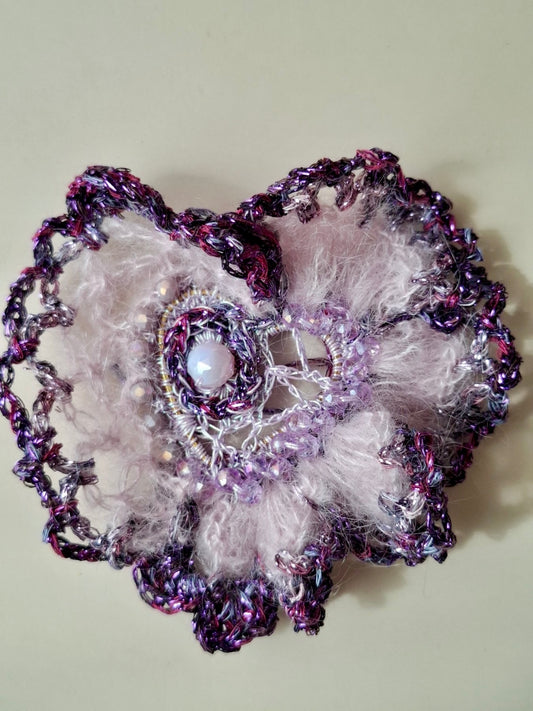 Mohair Brooch with Heart