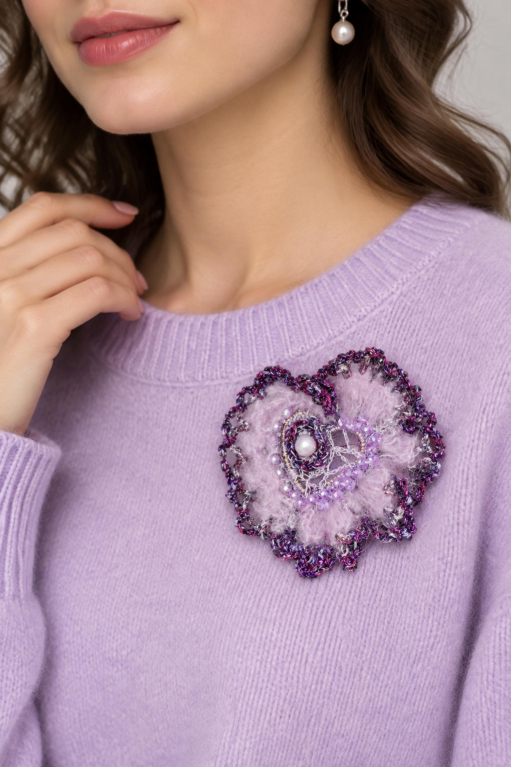 Mohair Brooch with Heart