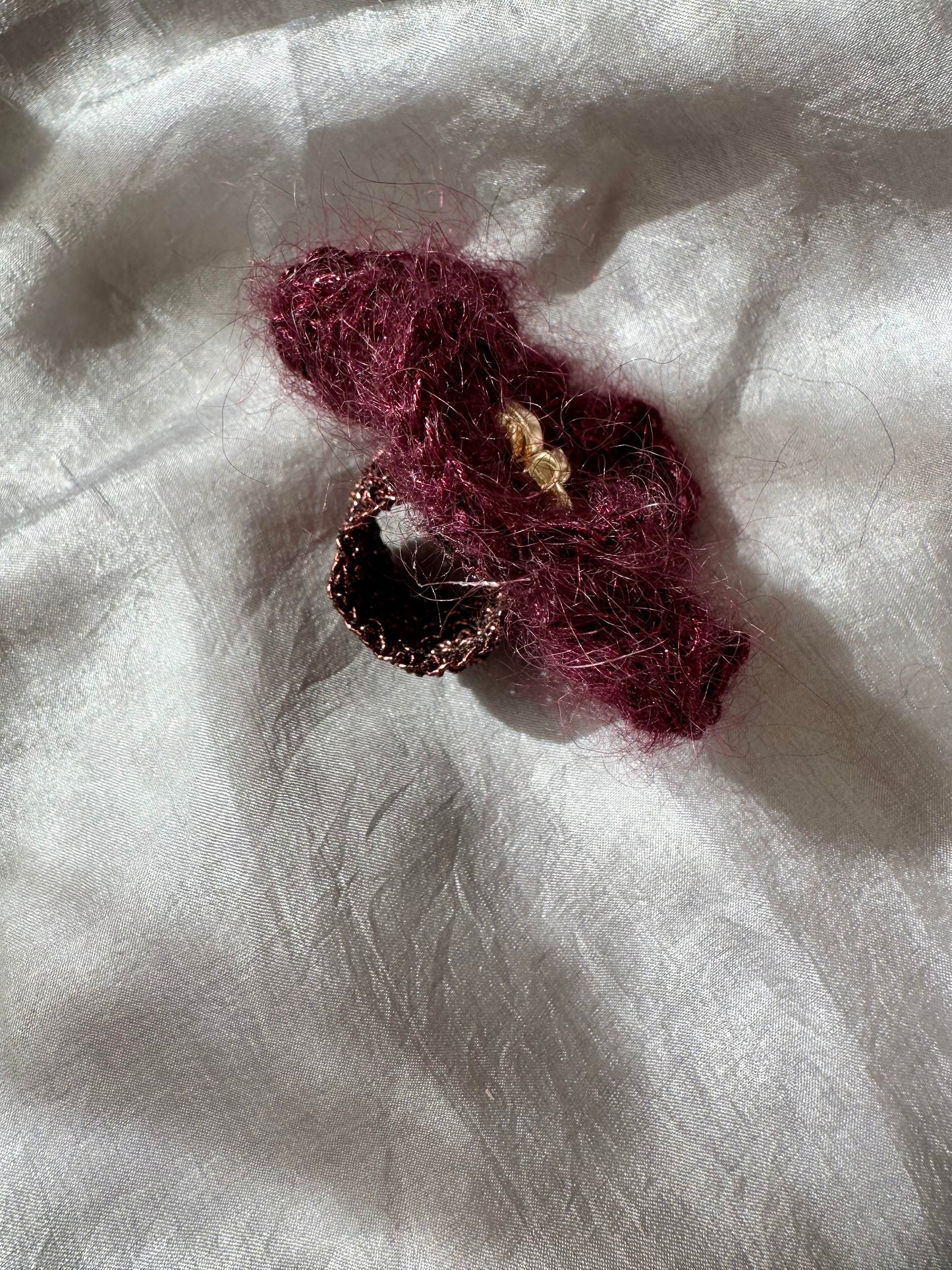 Silk Mohair Artistic Ring in Burgundy