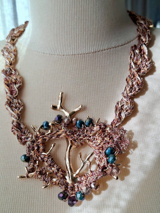 Golden Reef – Handmade Statement Necklace in Missoni 100% Silk