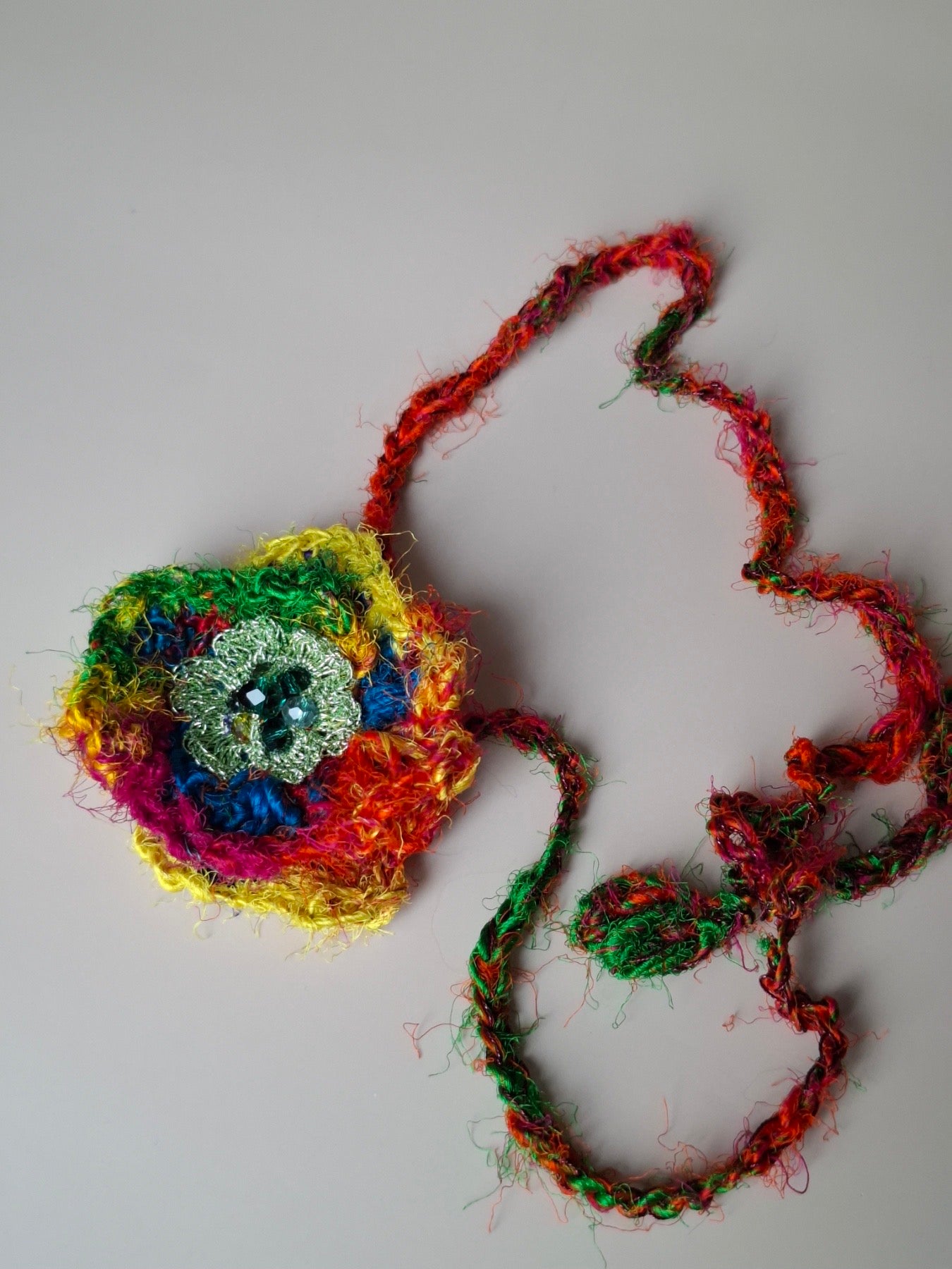 Rainbow Bloom Choker – Handmade Indian Silk Statement Necklace