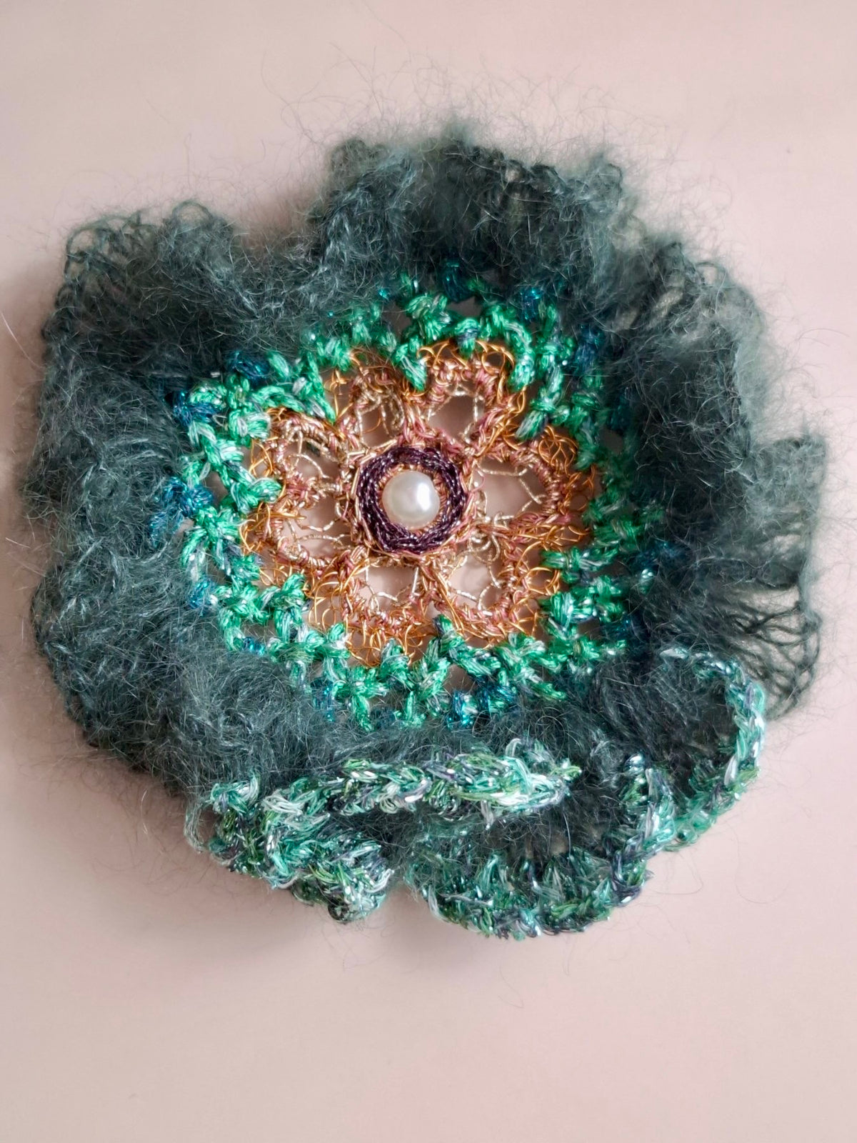 Emerald Mohair Brooch