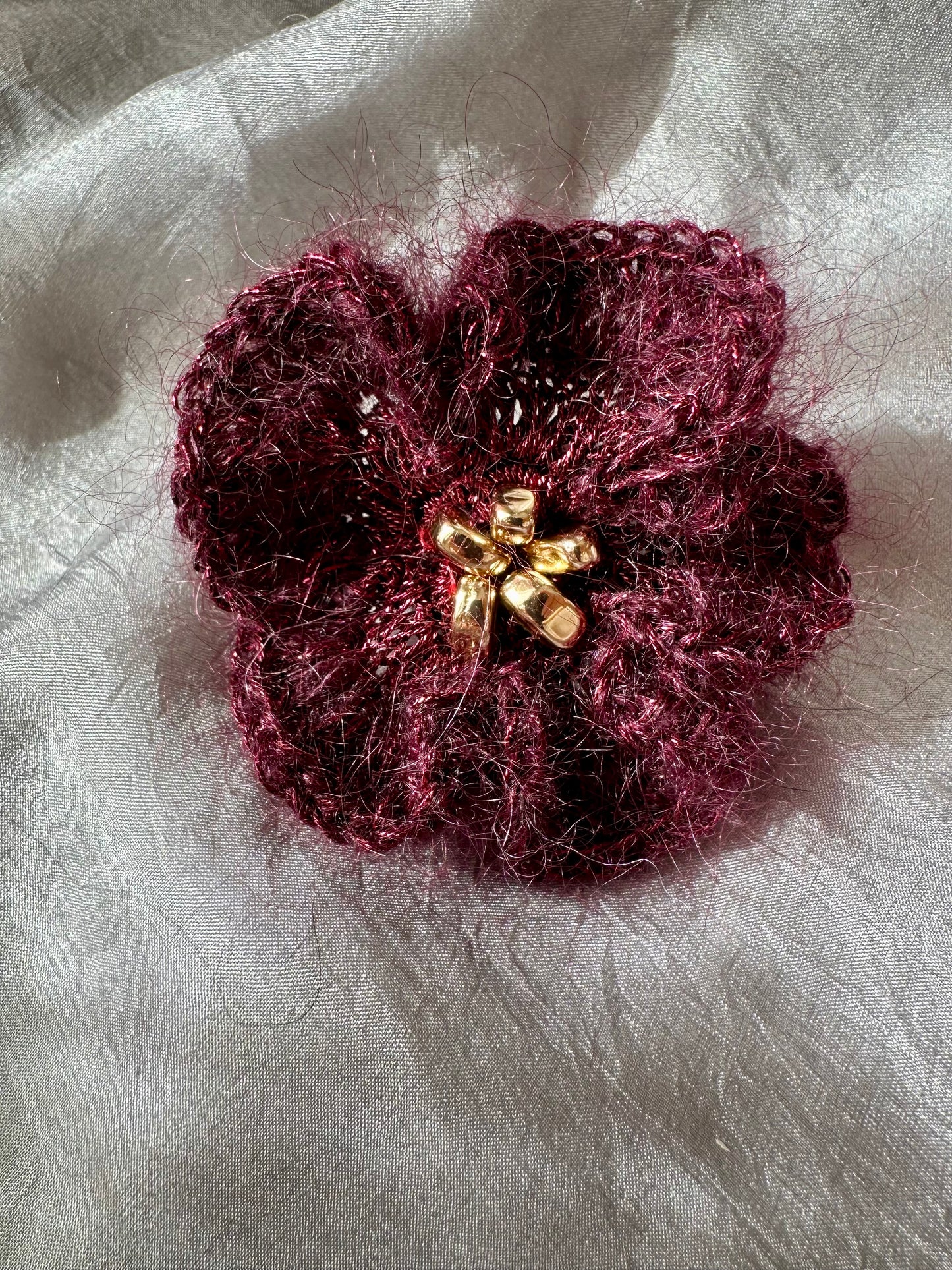 Silk Mohair Artistic Ring in Burgundy