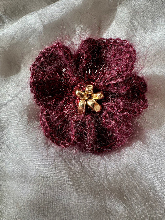 Silk Mohair Artistic Ring in Burgundy