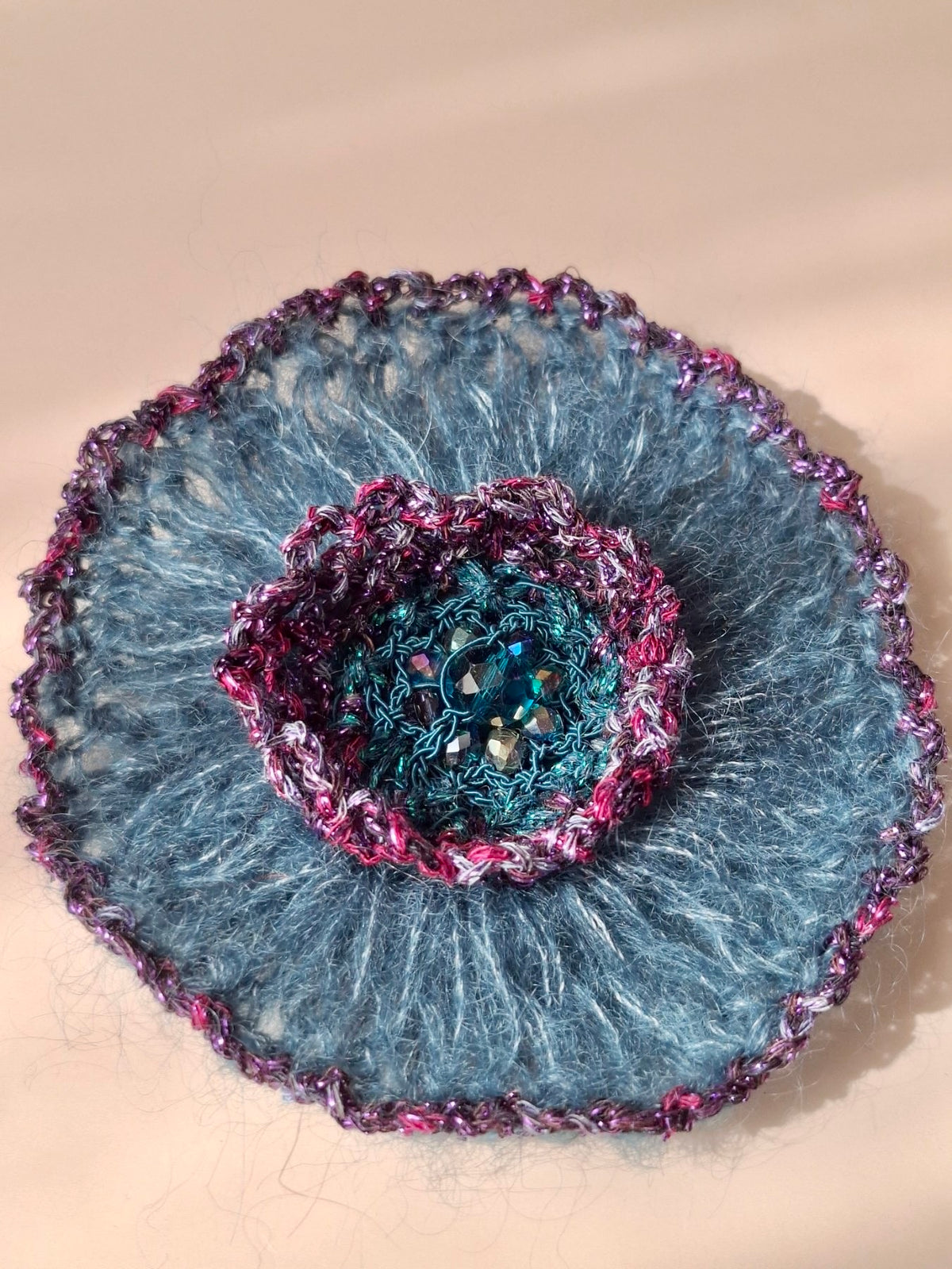 Mohair & Crystal Brooch