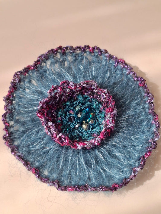 Mohair & Crystal Brooch
