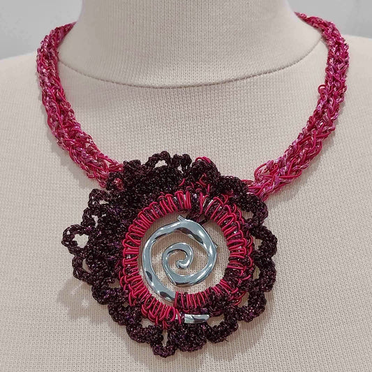 Silver Sun – Handmade Knitted Necklace and Ring