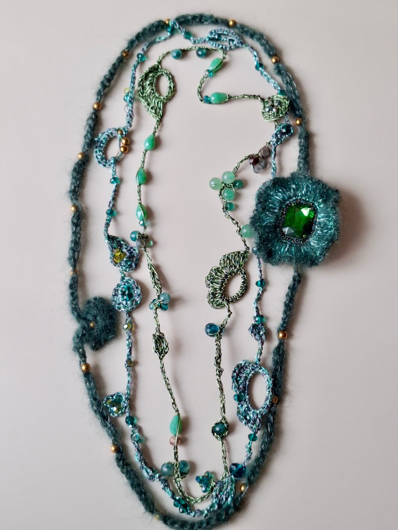 Emerald Coast Multi-Chain Necklace – Artistry in Greens & Blues