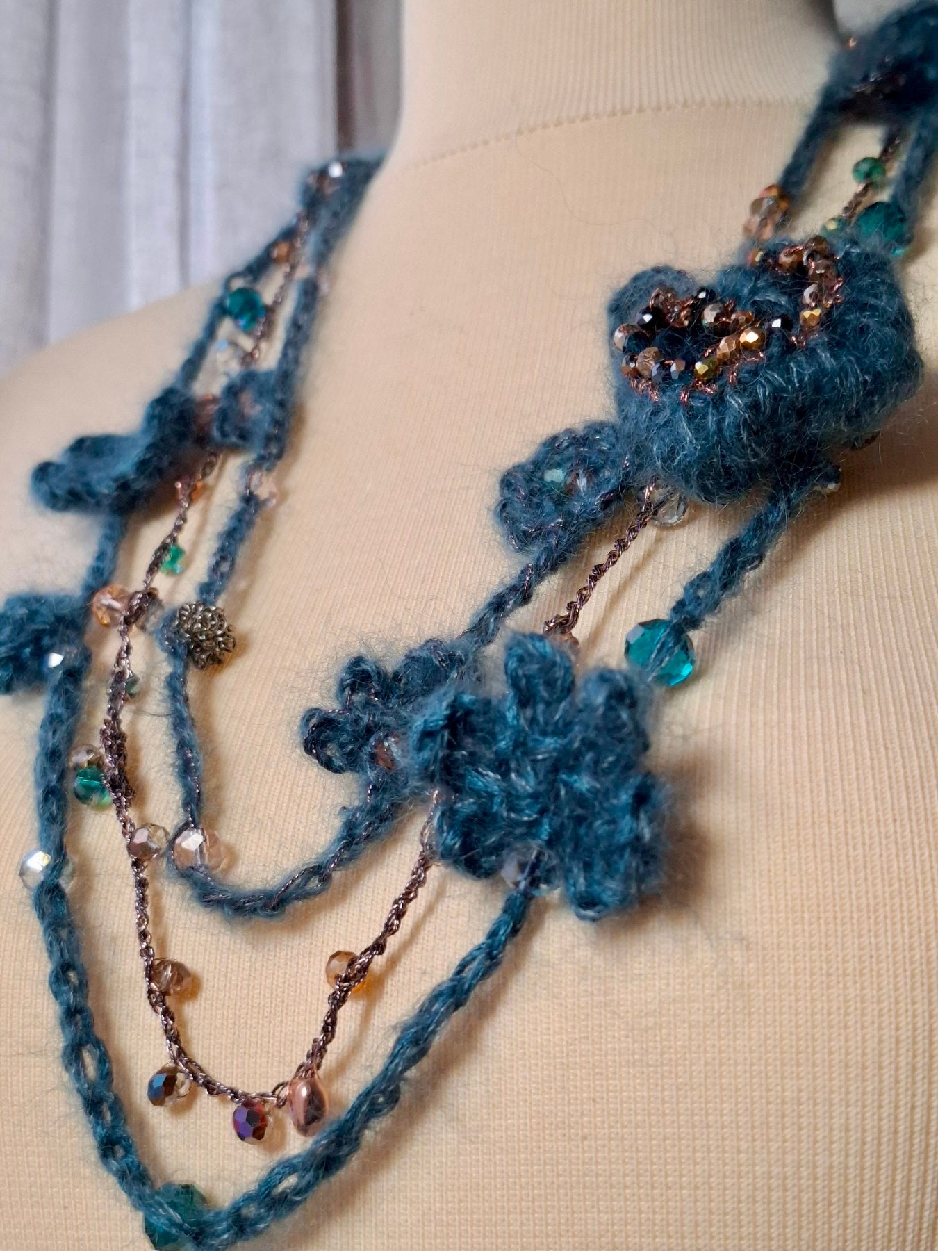 Teal Floral Necklace