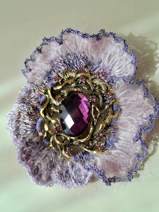 Mohair Brooch with Crystal