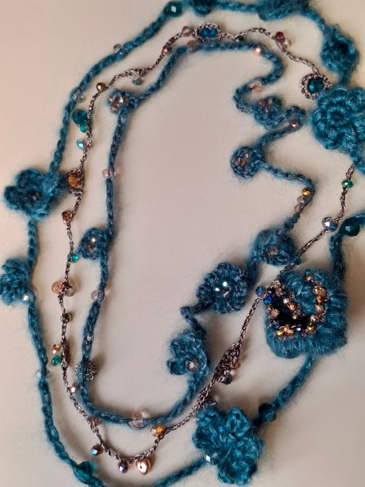 Teal Floral Necklace