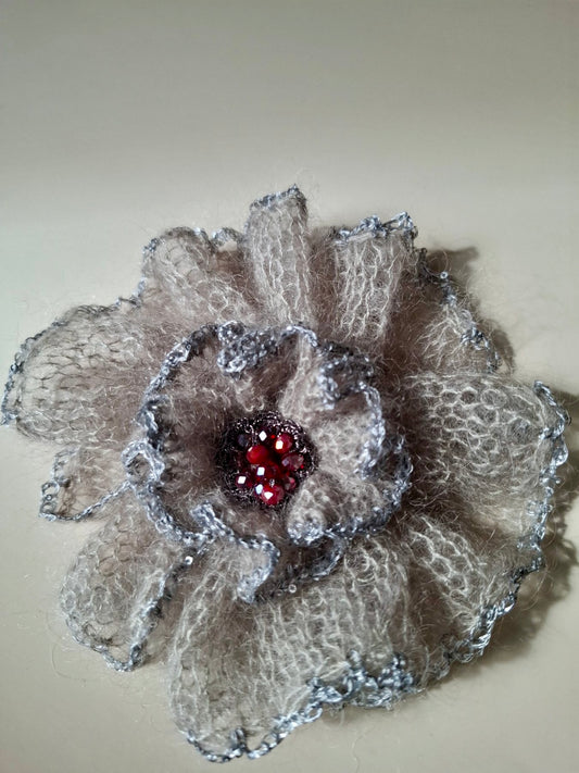 Mohair & Crystal Brooch