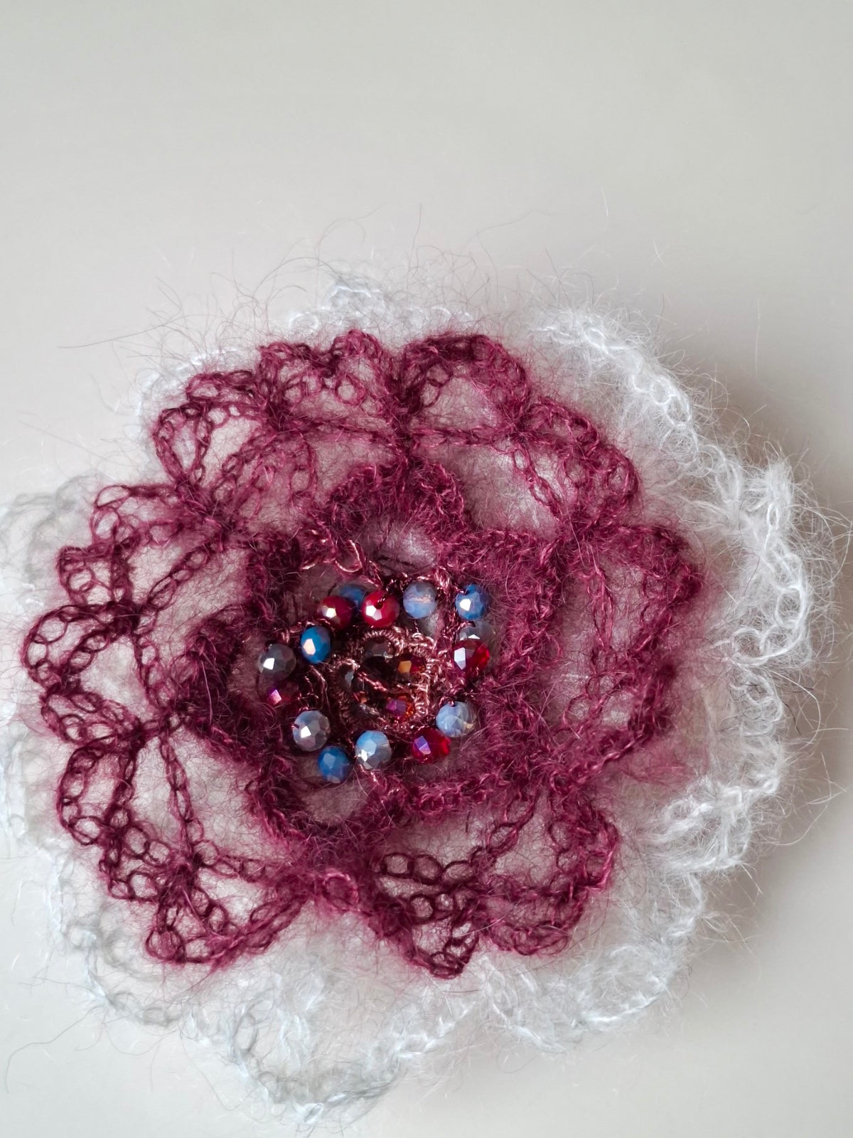 Velvet Rose – Handmade Textile Brooch with Crystals