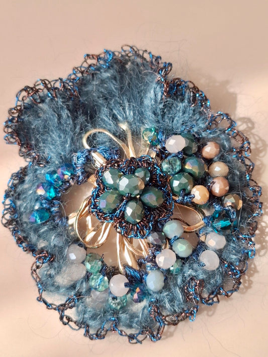 Mohair Brooch with structured center