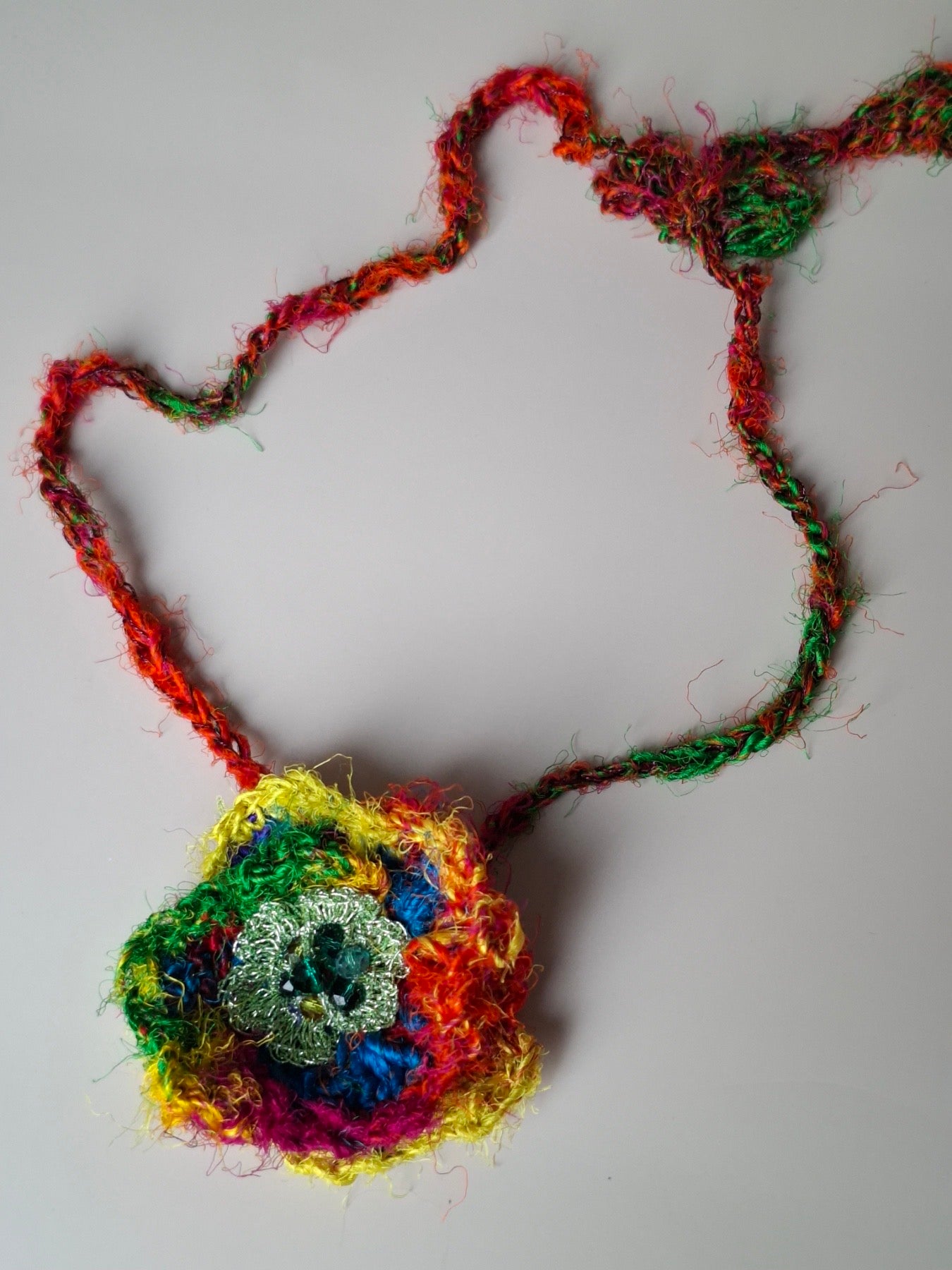 Rainbow Bloom Choker – Handmade Indian Silk Statement Necklace