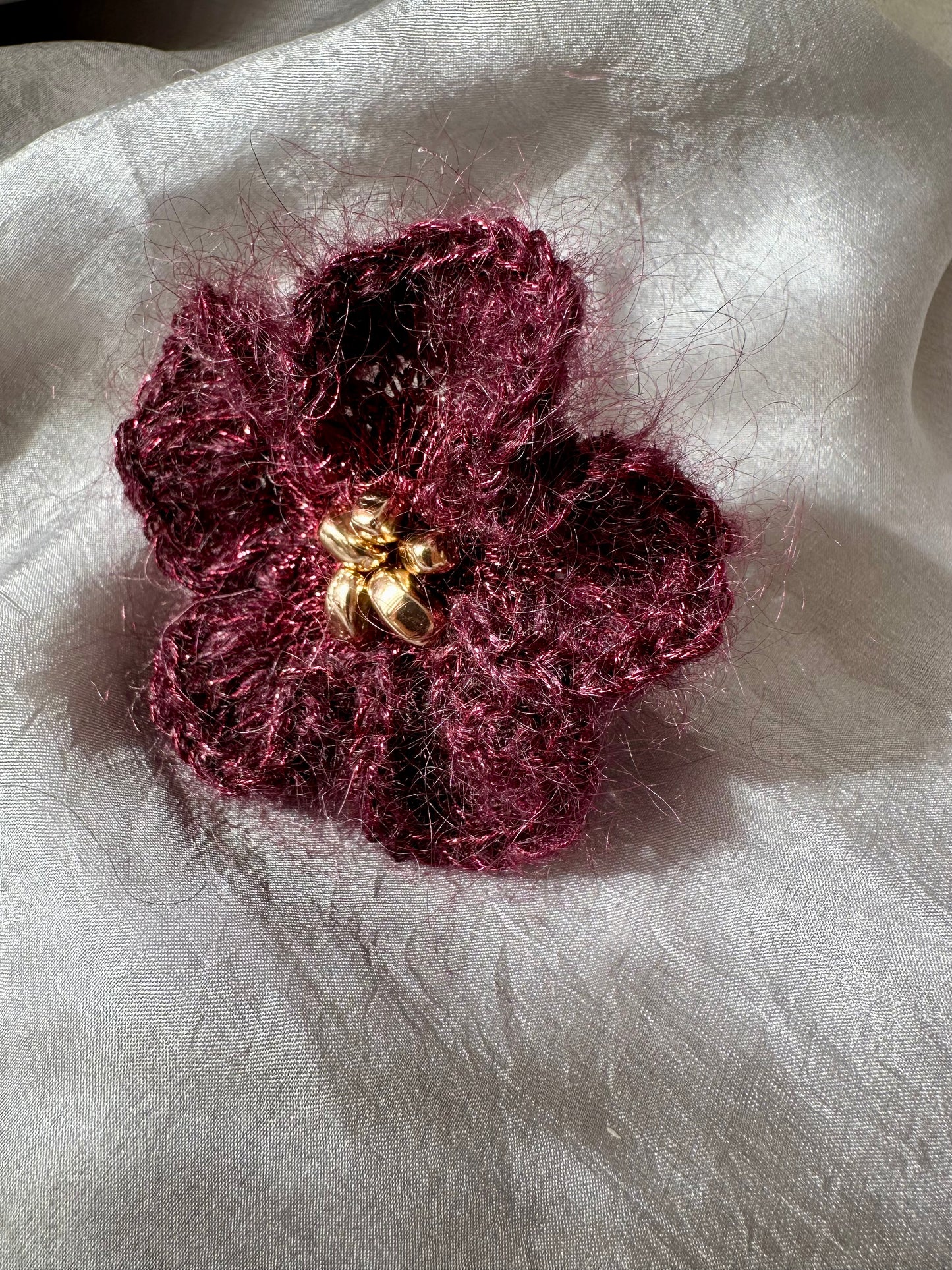 Silk Mohair Artistic Ring in Burgundy