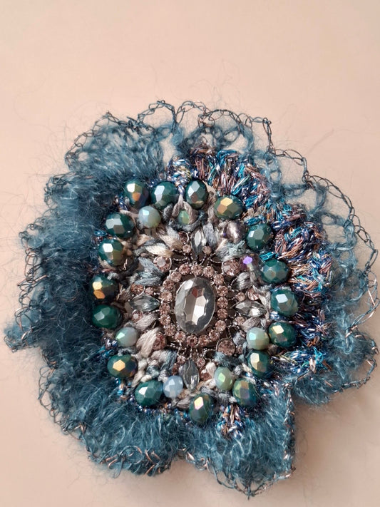 Mohair Brooch with structured center