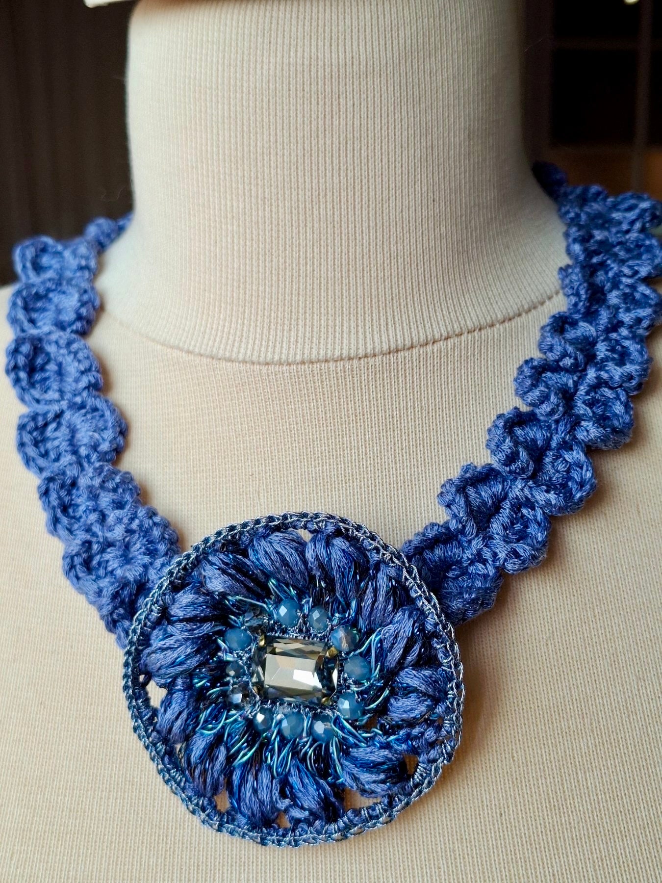 Blue Aura – Loro Piana Silk Statement Necklace