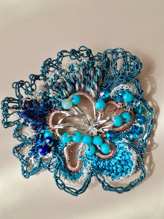 Mohair Brooch with structured center