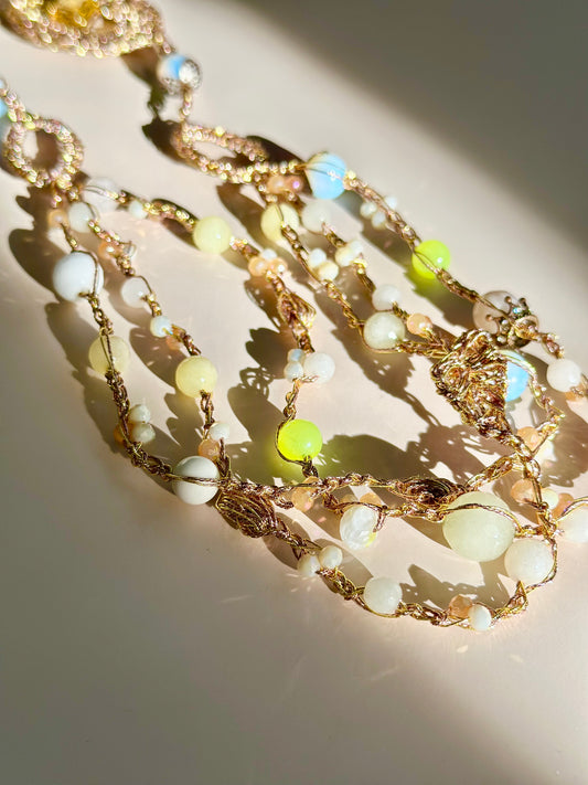 Handknit Natural Stones Necklace