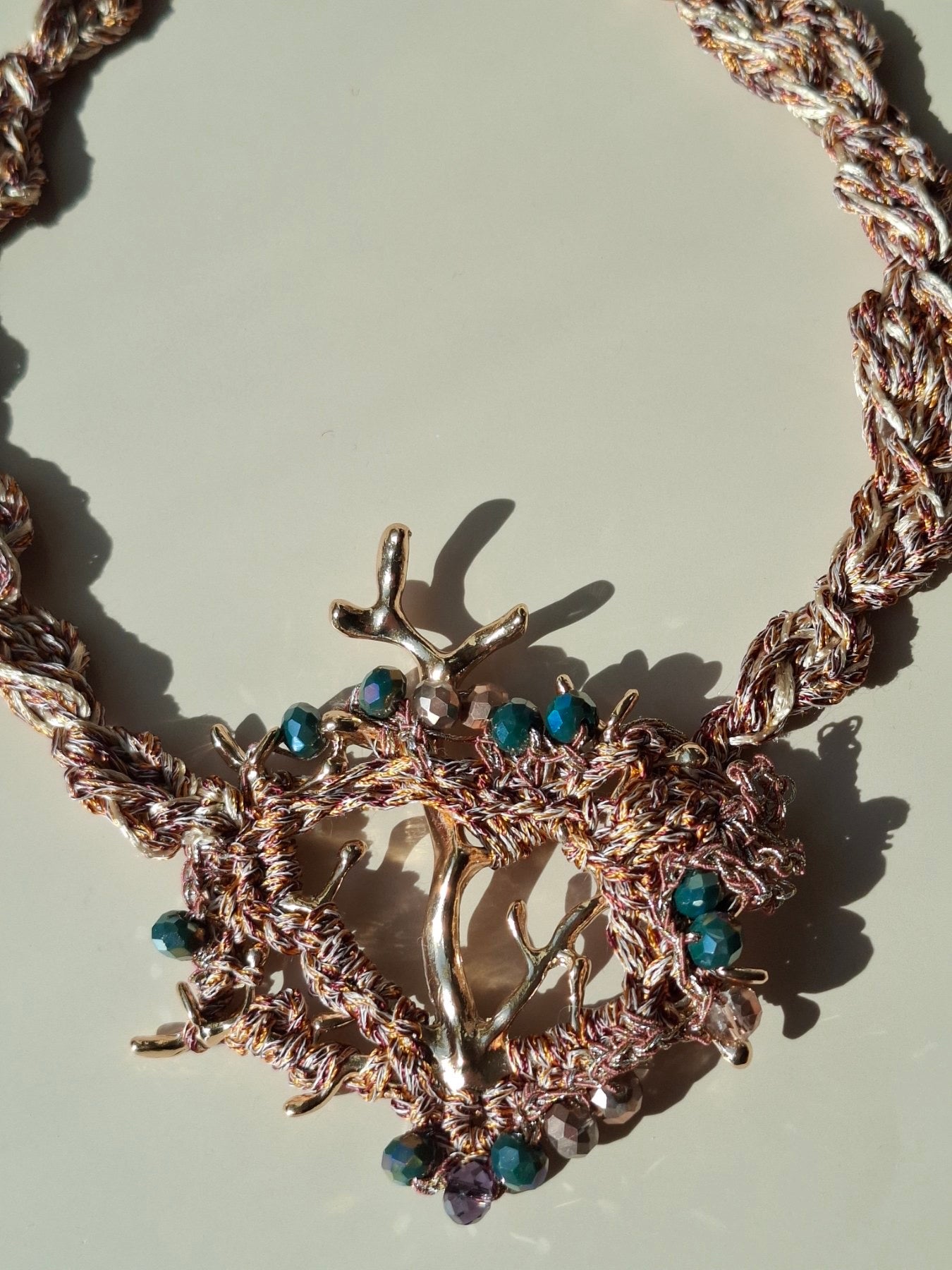 Golden Reef – Handmade Statement Necklace in Missoni 100% Silk