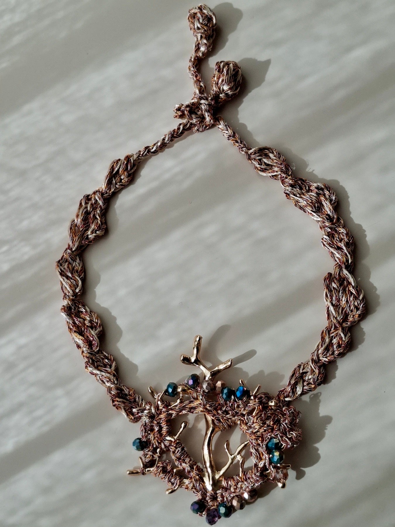 Golden Reef – Handmade Statement Necklace in Missoni 100% Silk