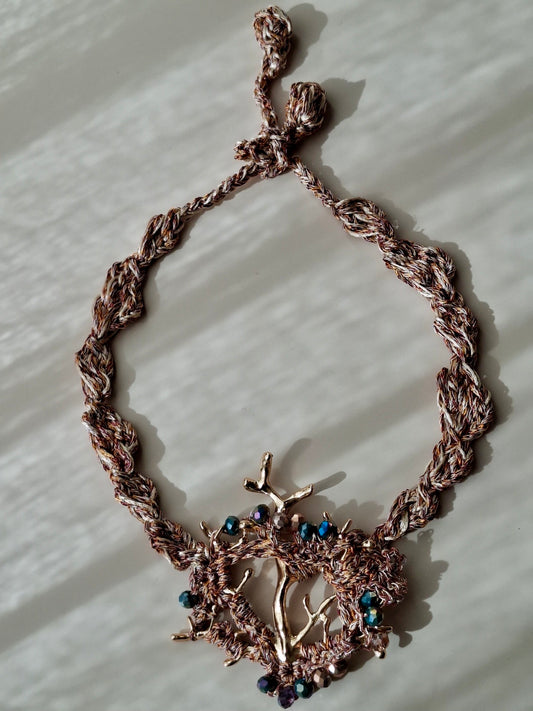 Golden Reef – Handmade Statement Necklace in Missoni 100% Silk