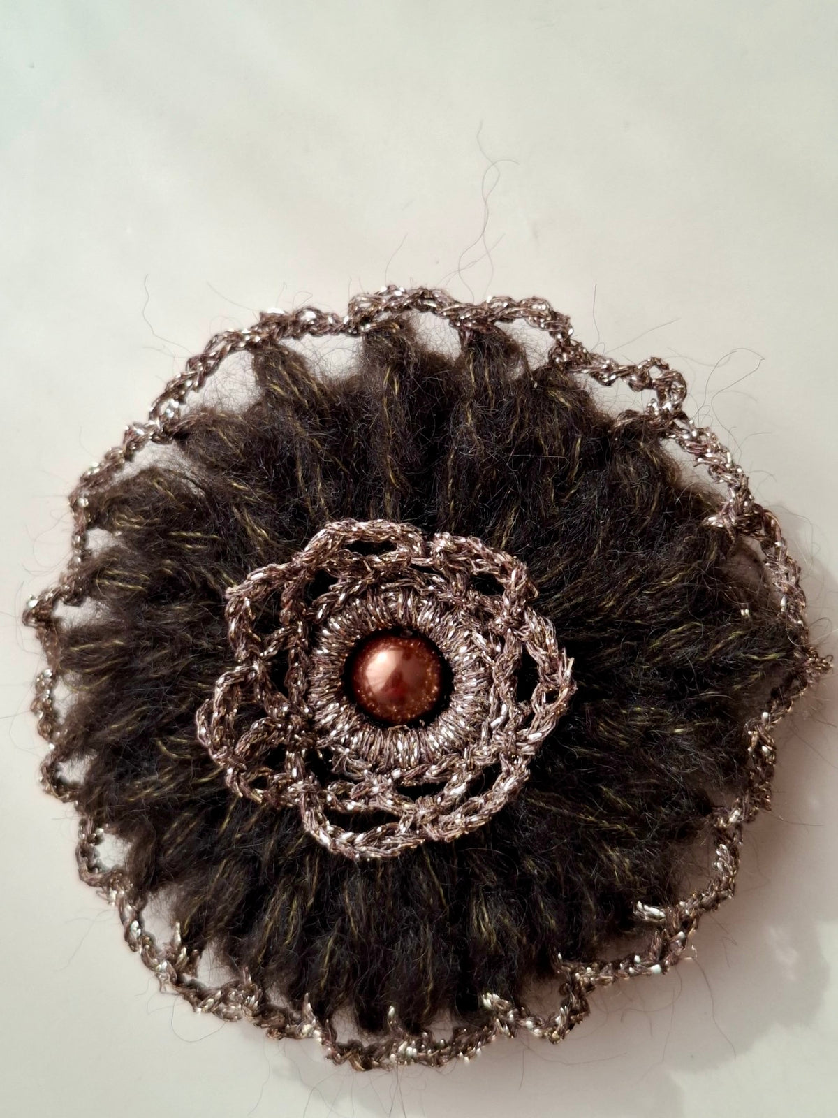 Dark Chocolate Mohair Brooch
