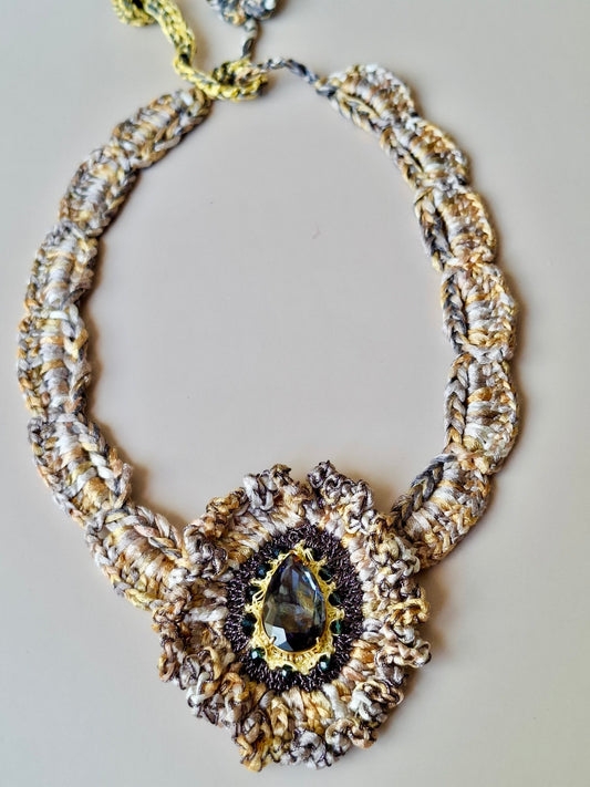 Golden Earth Crochet Necklace