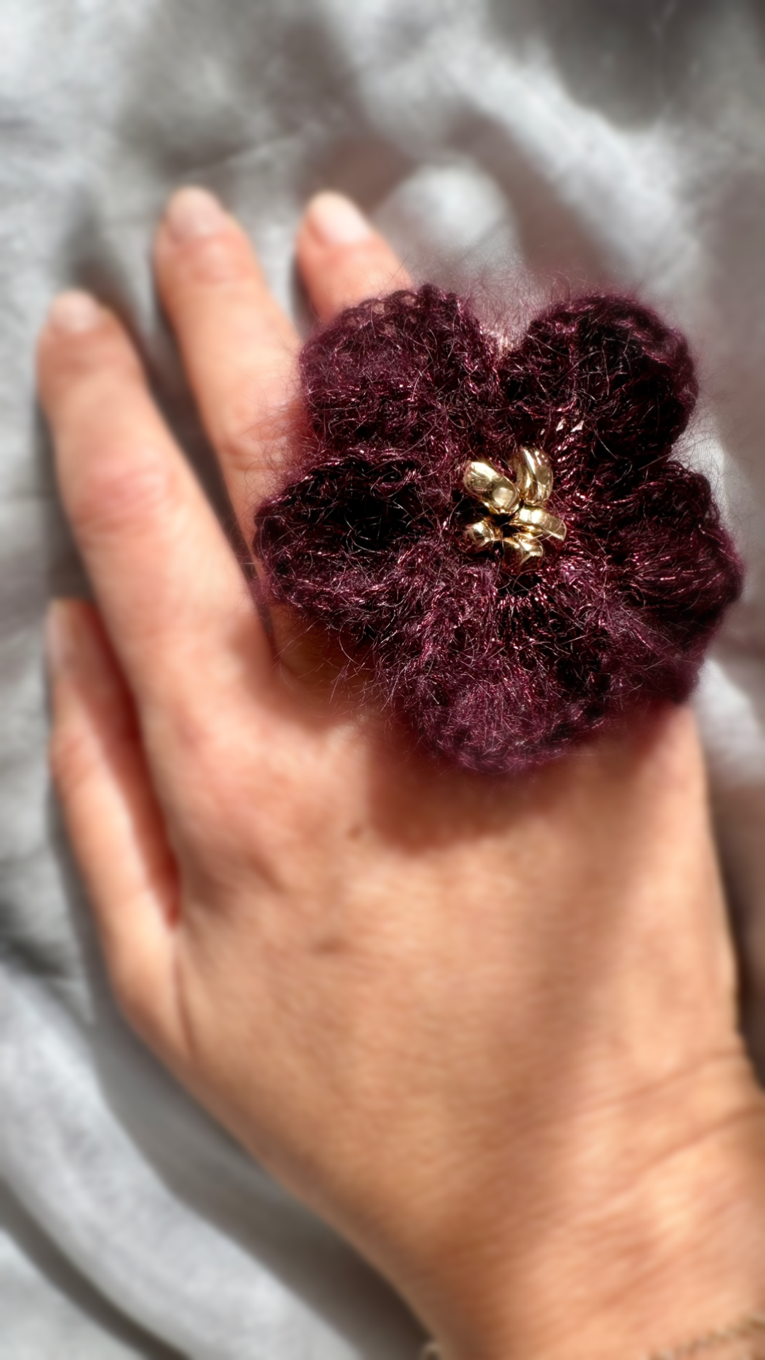 Silk Mohair Artistic Ring in Burgundy